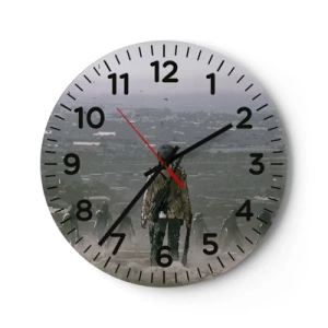 Ceas de perete - Ceas pe sticlă - Ultimul om în picioare? - 40x40 cm