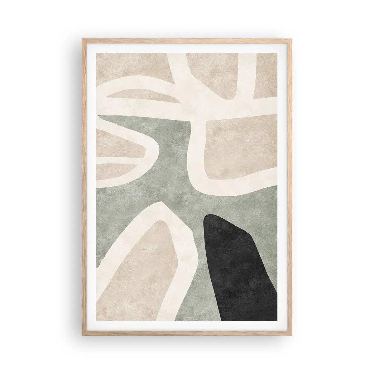 Poster în ramă de stejar deschis - Compoziție cu motiv negru - 70x100 cm