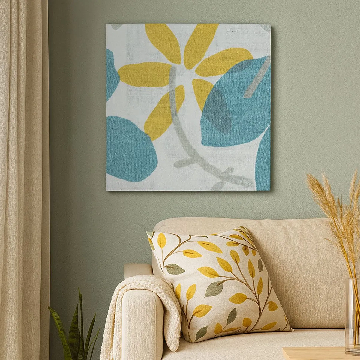 Tablou pe pânză - Printre frunzele de azur - 30x30 cm