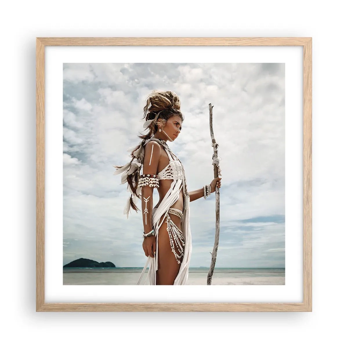 Poster în ramă de stejar deschis - Regina tropicelor - 50x50 cm