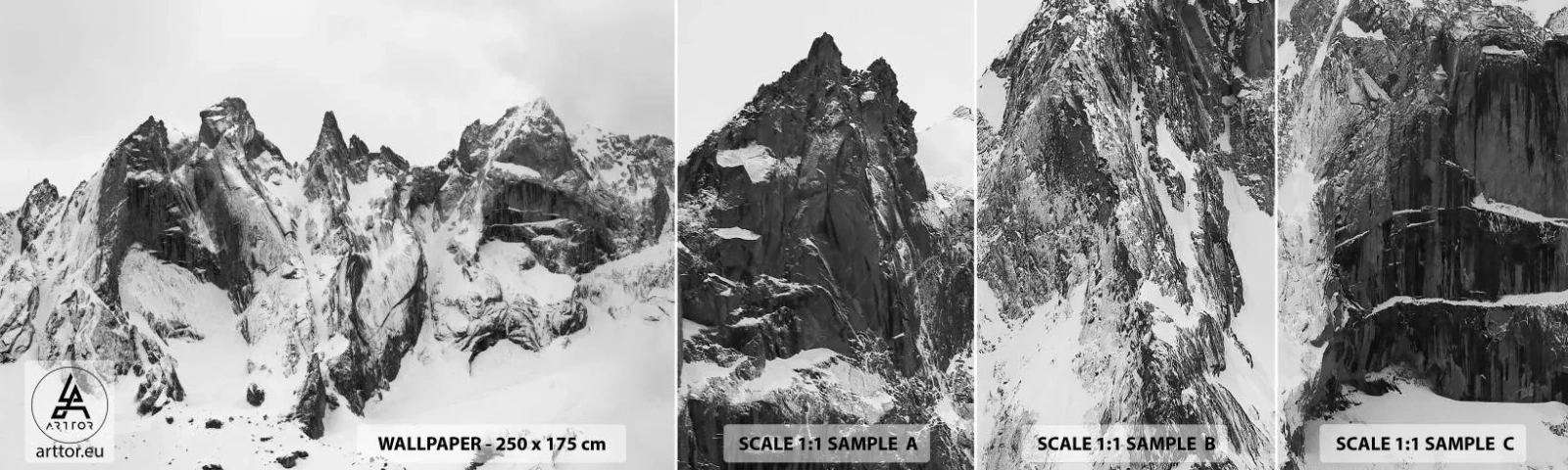 Mostră de Tapet Standard Eco - Amenințarea crestei de granit - Peisaj, Munţi, Alpi - 100x30 cm