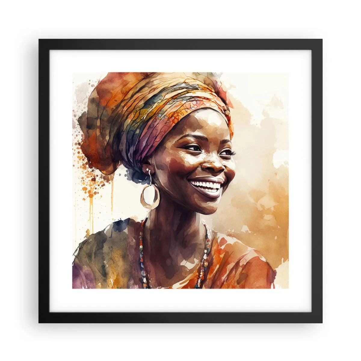 Poster în ramă neagră - Regina africană - 40x40 cm