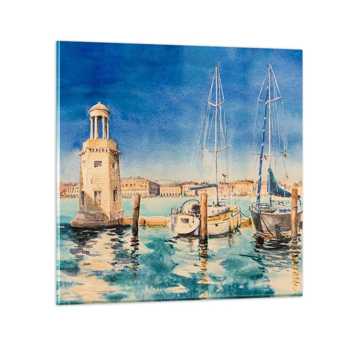Tablou pe sticlă - Laguna însorită - 30x30 cm