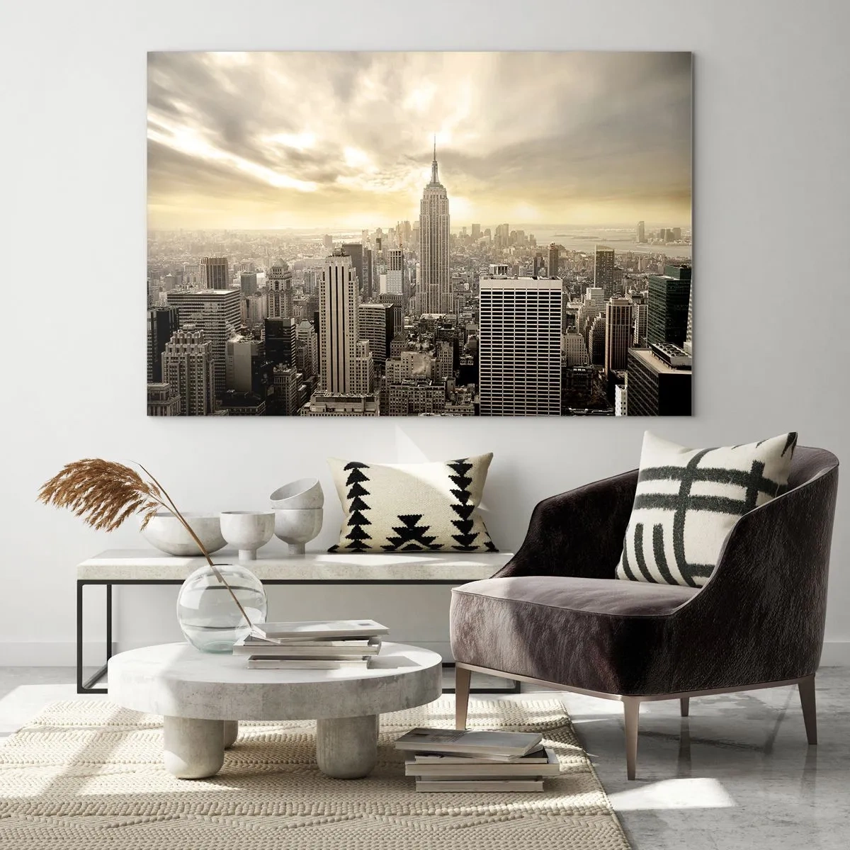 Tablou pe sticlă - New York țesut din gri - 120x80 cm