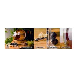 Mostră tapet Premium Canvas - Ca la vechii maeștri - Butoiul de vin, Strugurii, Un pahar de vin - 100x30 cm