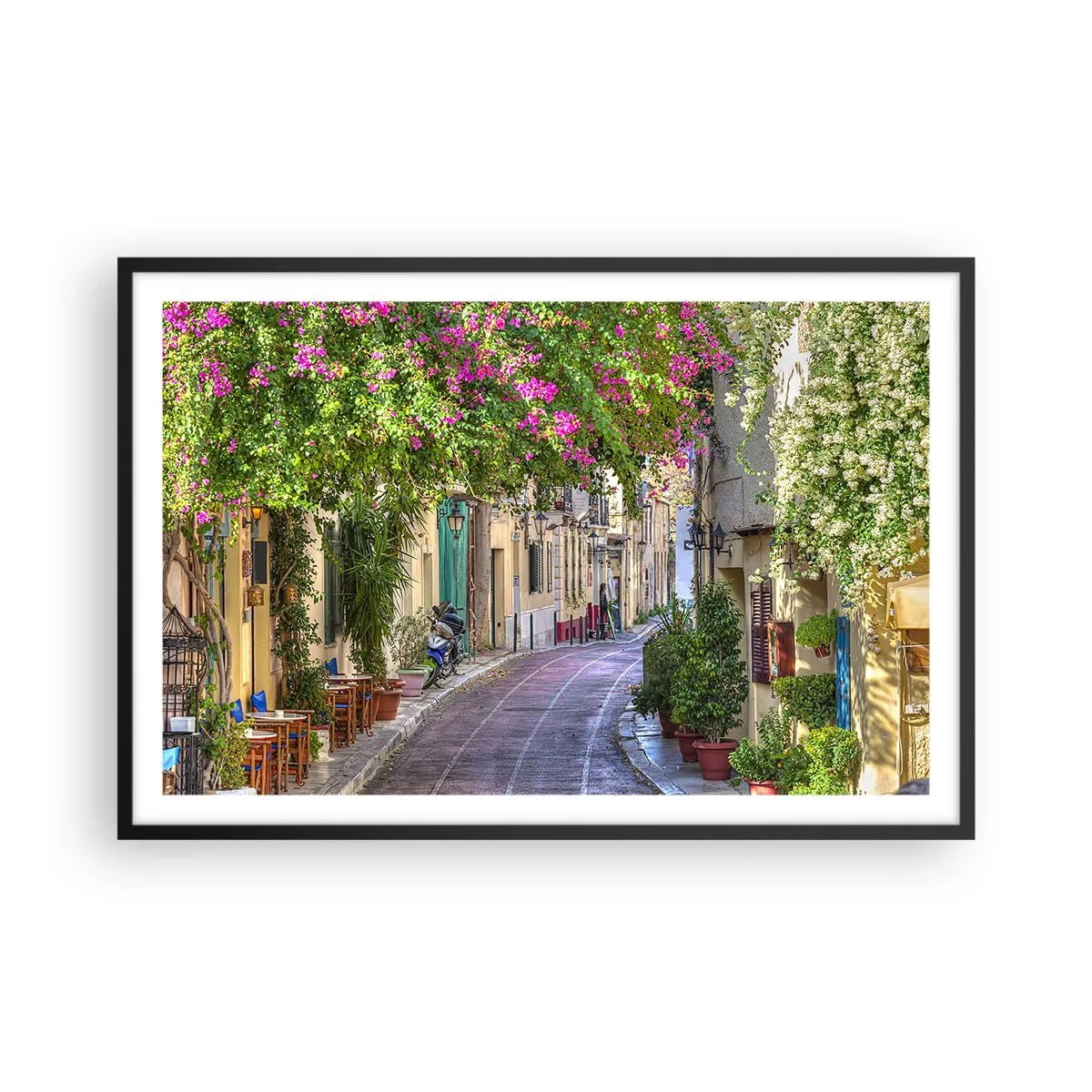 Poster în ramă neagră - Alee înfloritoare - 91x61 cm