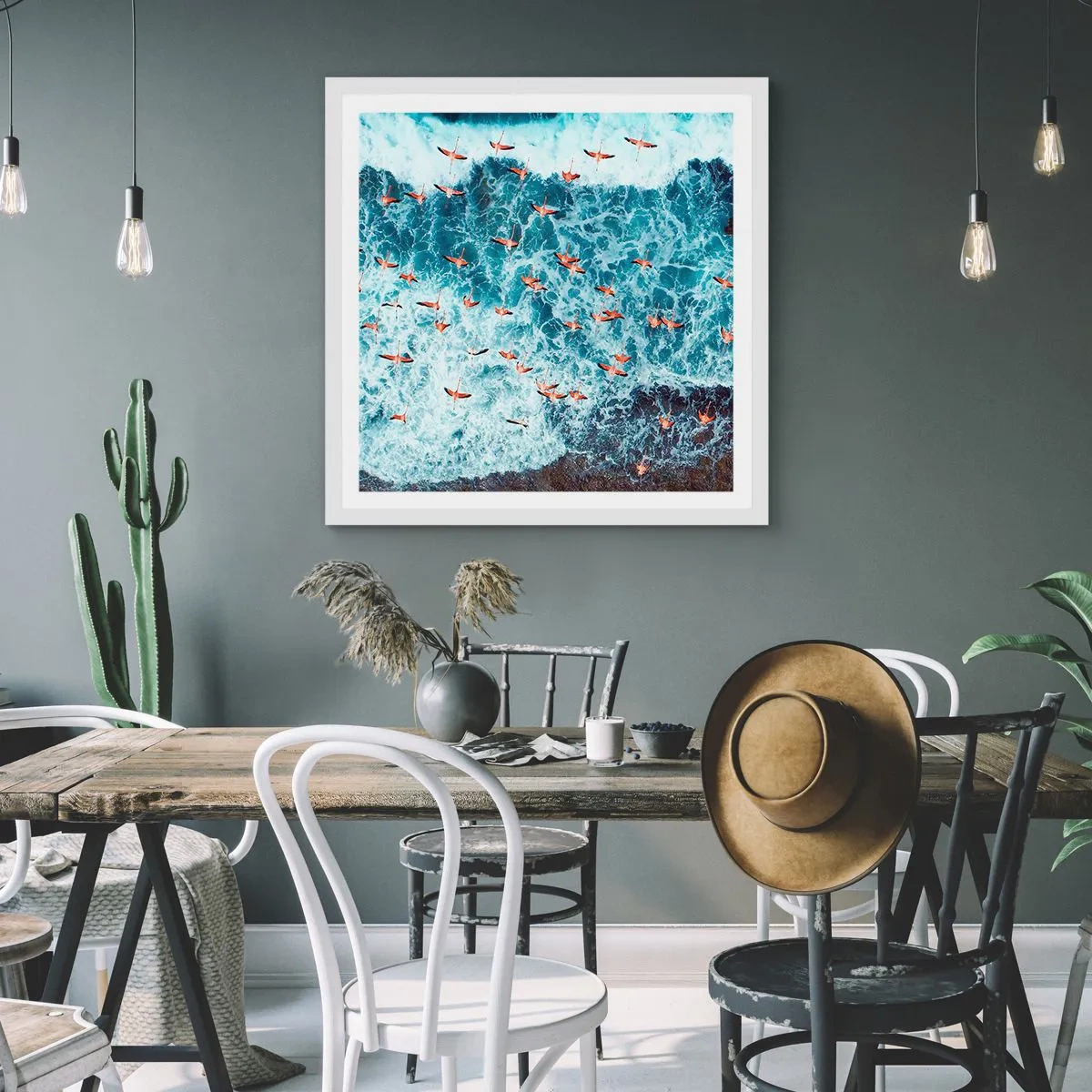 Poster în ramă albă - Parada de la malul mării - 30x30 cm