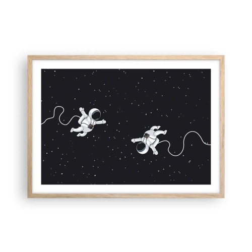 Poster în ramă de stejar deschis - Dansul spațial - 70x50 cm