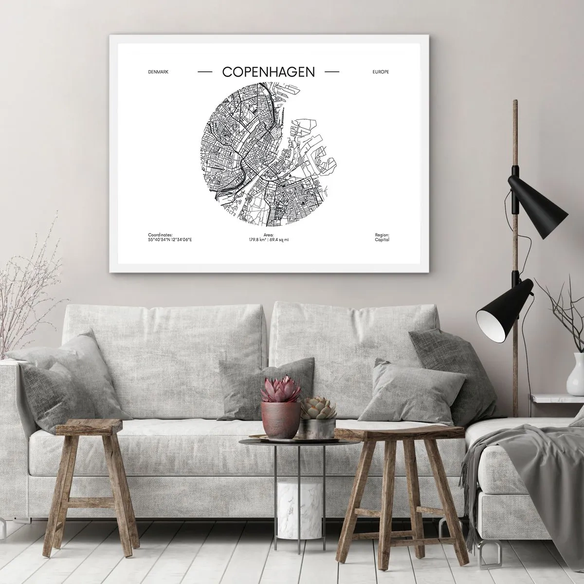 Poster în ramă albă - Anatomia Copenhagăi - 91x61 cm