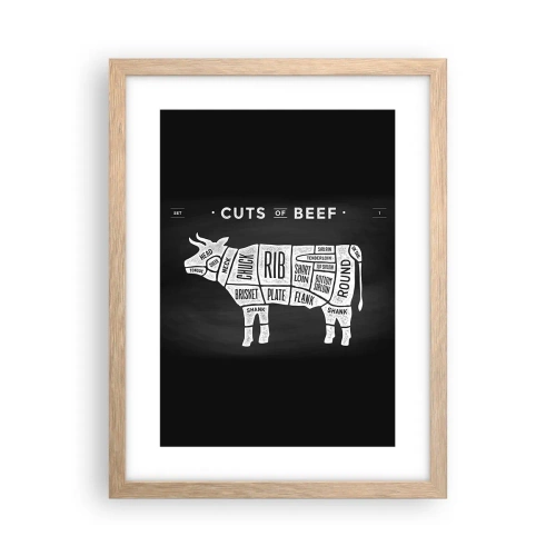 Poster în ramă de stejar deschis - Abecedar de măcelar - 30x40 cm
