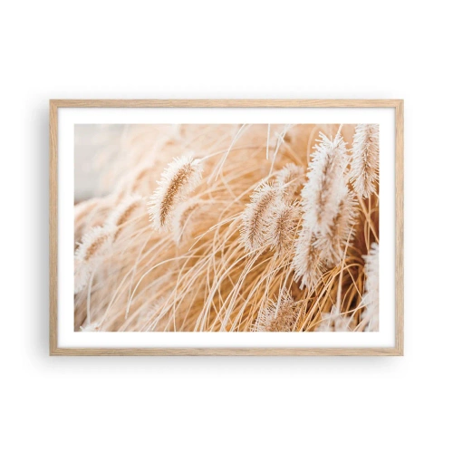 Poster în ramă de stejar deschis - Foșnetul auriu al ierburilor - 70x50 cm