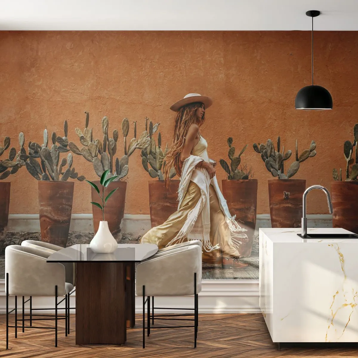 Tapet Standard Eco - În stilul hippie - Boho, Femeie, Cactusi - 200x140 cm