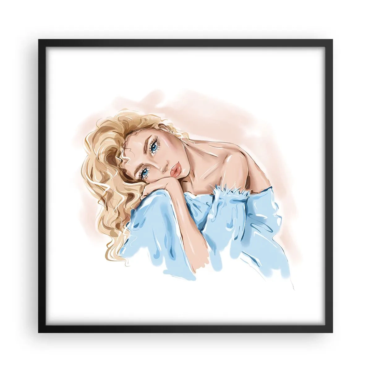 Poster în ramă neagră - Scufundată în vis albastru - 50x50 cm