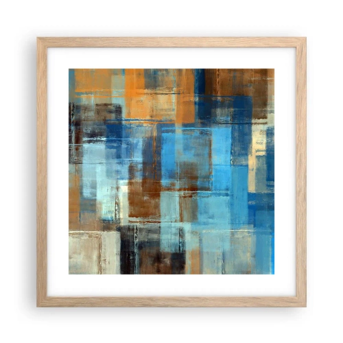 Poster în ramă de stejar deschis - Prin valul albastru - 40x40 cm
