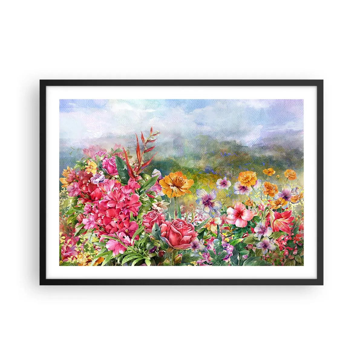 Poster în ramă neagră - O grădină înnebunită - 70x50 cm