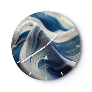 Ceas de perete - Ceas pe sticlă - Fluiditate de albastru și alb - 40x40 cm
