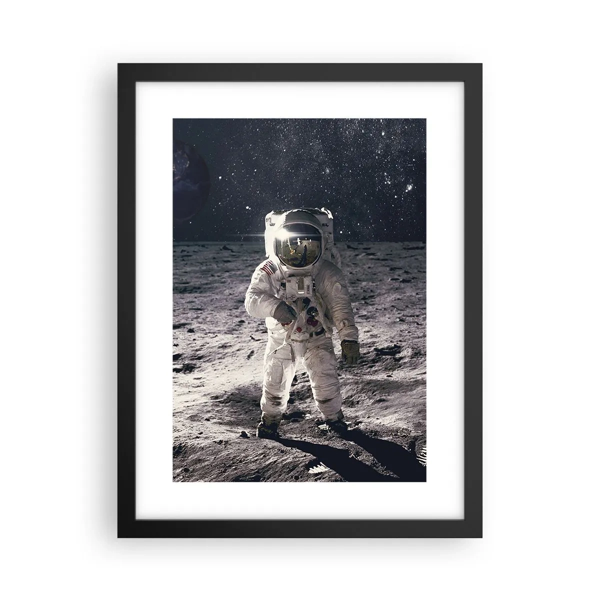 Poster în ramă neagră - Salutări de pe Lună - 30x40 cm
