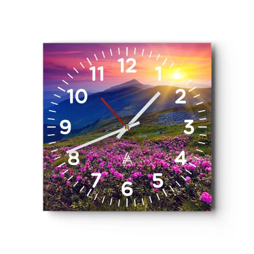 Ceas de perete - Ceas pe sticlă - ... Și peste tot în jur se simte un miros de jneapăn și parfum de ierburi... - 40x40 cm