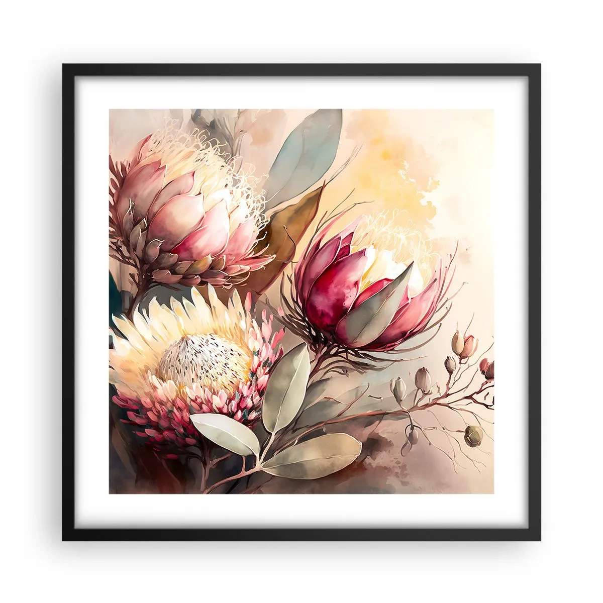 Poster în ramă neagră - Profil și en face - 50x50 cm