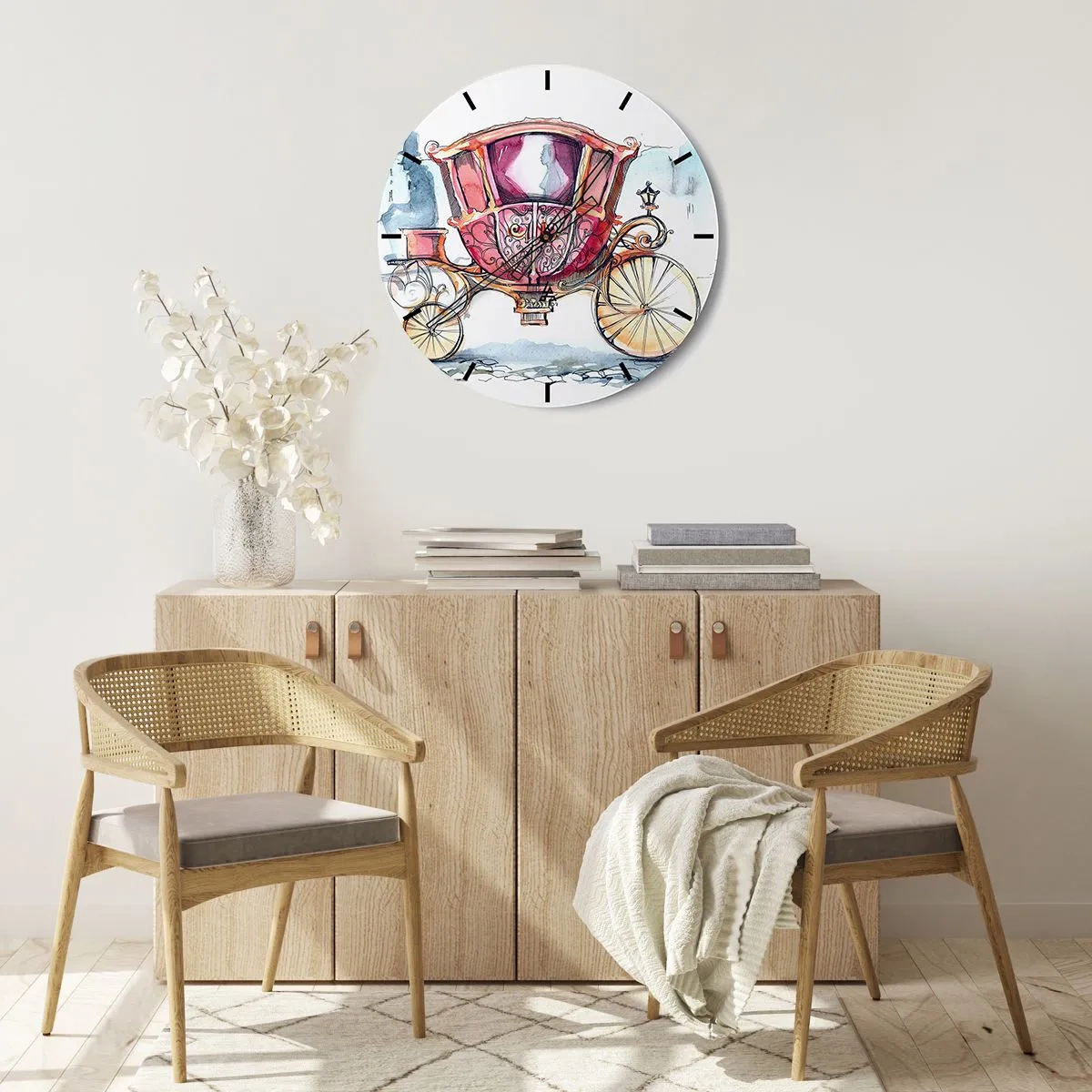 Ceas de perete - Ceas pe sticlă - Pentru nuntă sau pentru bal? - 40x40 cm