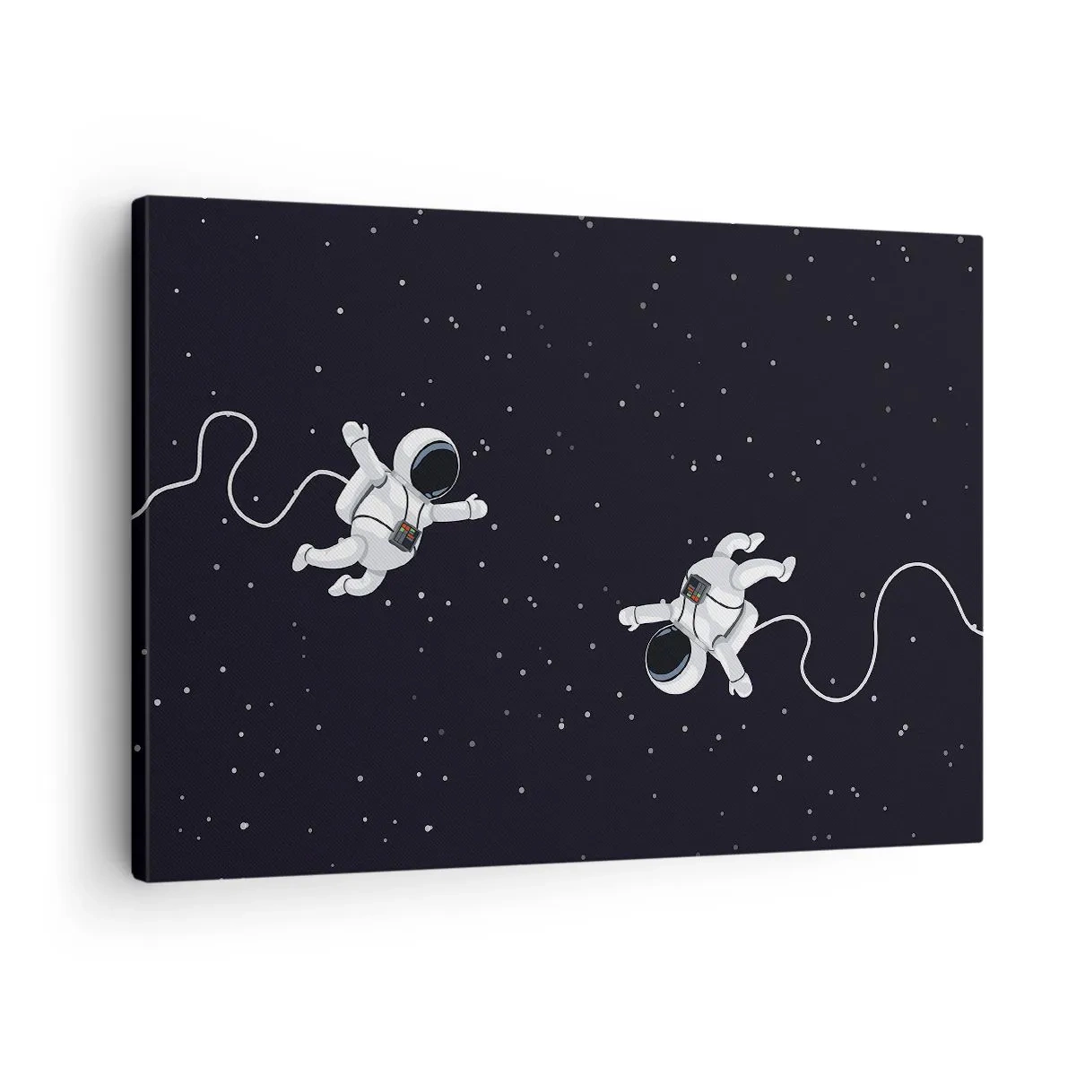Tablou pe pânză Canvas - Astronauți plutind în spațiu pe un fundal de stele - 70x50cm - Dansul spațial - Decorațiune modernă pentru perete pentru living și dormitor ARTTOR