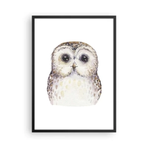 Poster în ramă neagră - Un portret fermecător în acuarelă al unei bufnițe - 50x70cm - Uită-te în ochii mei - Decorațiune modernă pentru perete pentru living și dormitor ARTTOR