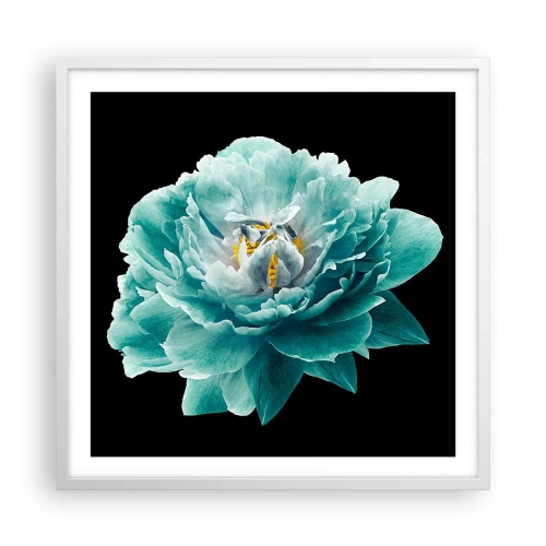 Poster în ramă albă - Petale albastre și aurii - 60x60 cm