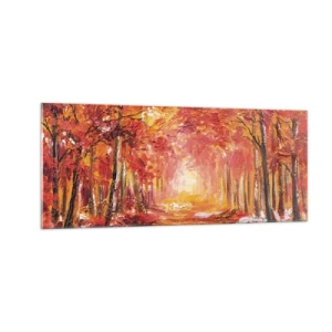 Tablou pe sticlă - Pădurea de cupru - 100x40 cm