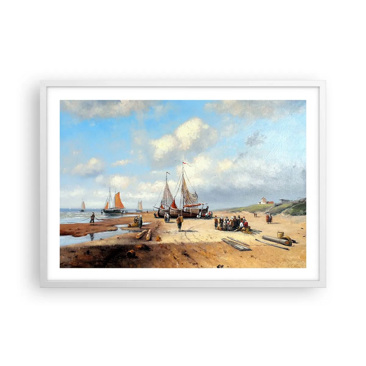 Poster în ramă albă - Pescuit de succes - 70x50 cm