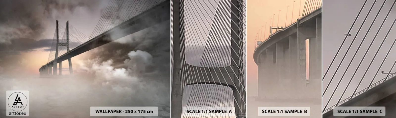 Mostră tapet autocolant Deluxe Sticker - Lângă un râu care nu există - Peisaj, Pod, Arhitectură - 100x30 cm