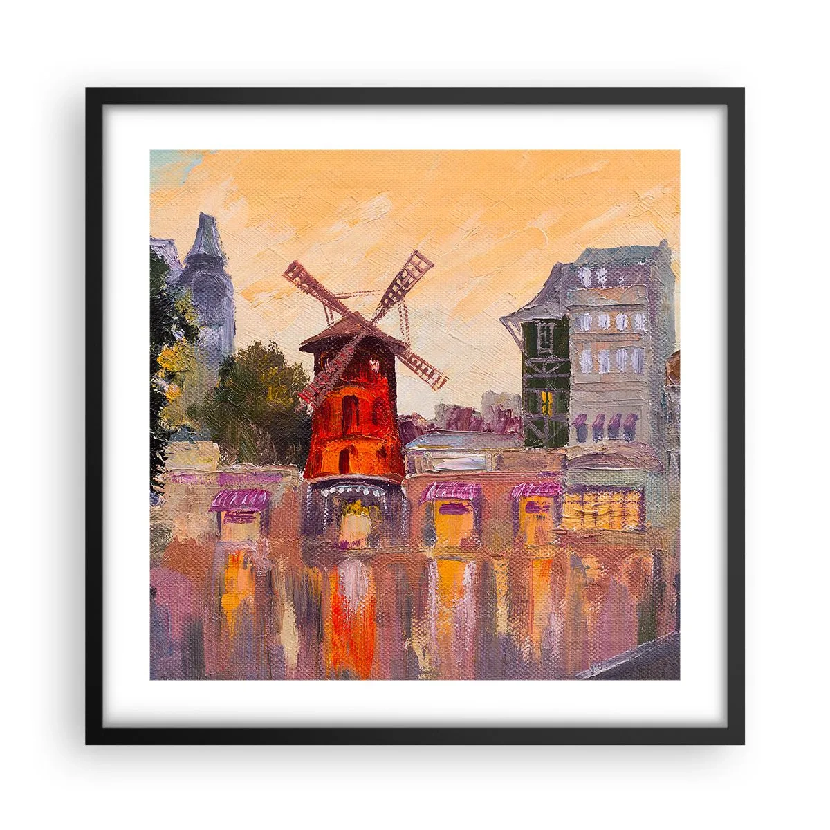 Poster în ramă neagră - Icoane pariziene - Moulin Rouge - 50x50 cm