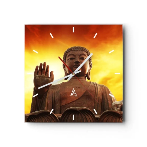 Ceas de perete - Ceas pe sticlă - Pacea lumii - 40x40 cm