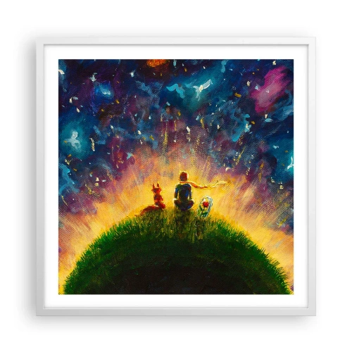 Poster în ramă albă - Dragoste și prietenie - întreaga lume - 60x60 cm