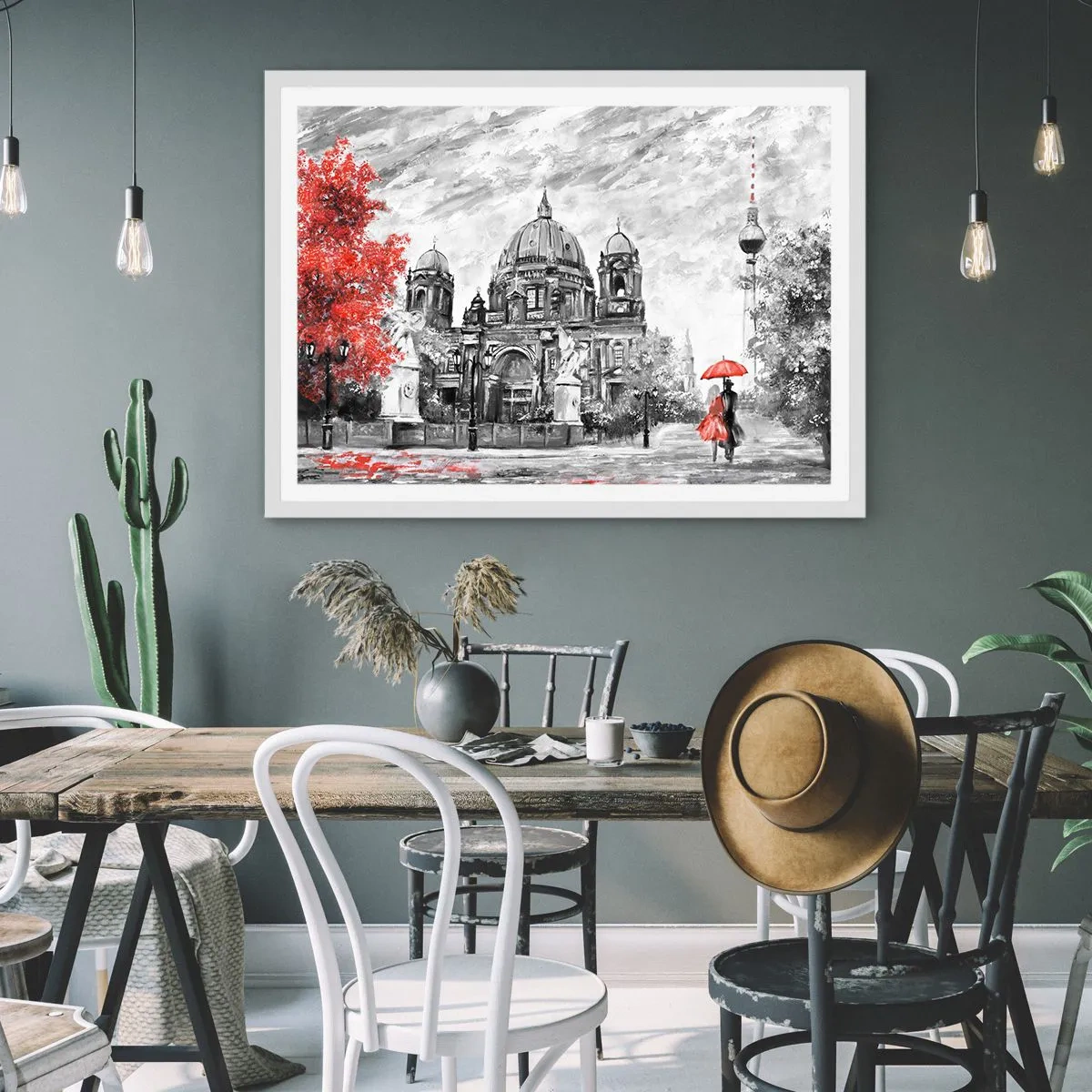 Poster în ramă albă - Reuniune în Berlin - 100x70 cm