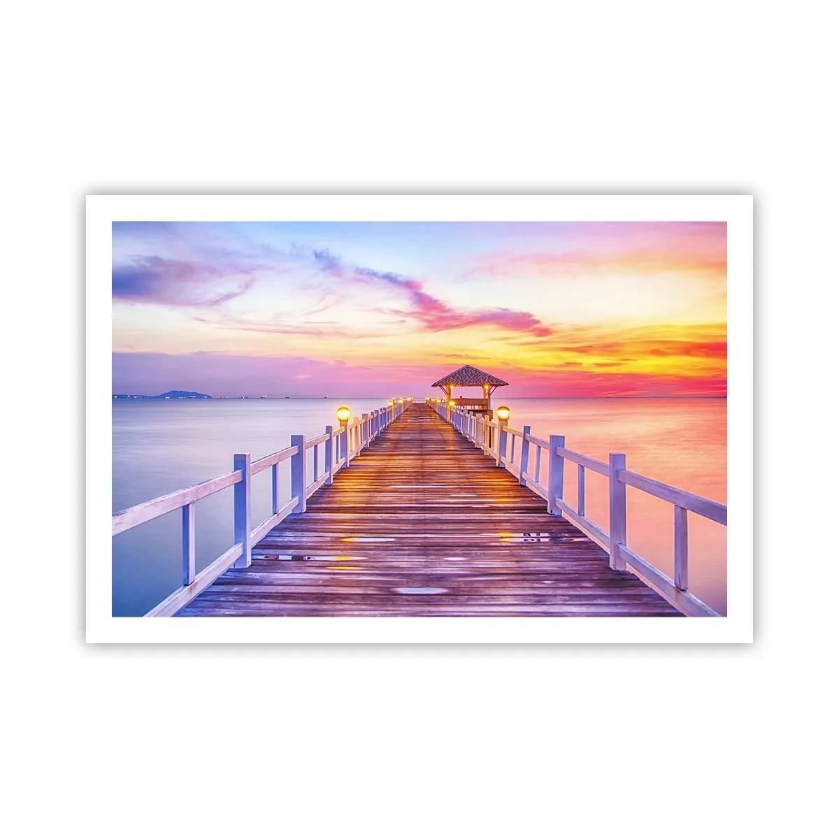 Poster - Tăcerea serii în liliac-auriu - 91x61 cm