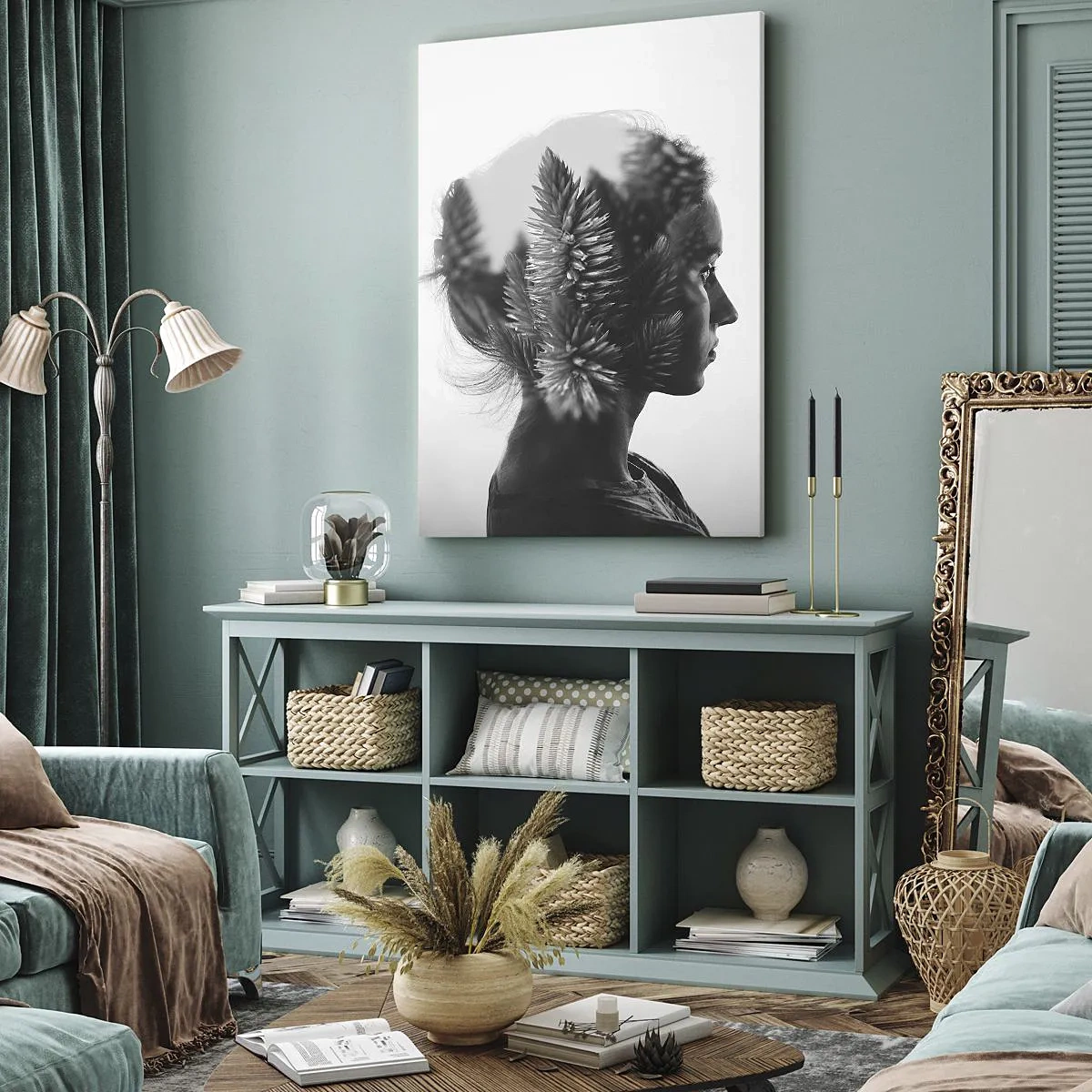 Tablou pe pânză - Doamna din pădurea de pini - 50x70 cm