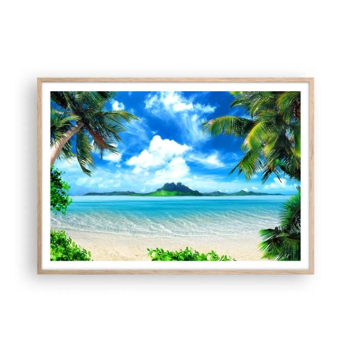Poster în ramă de stejar deschis - Azur de la tropice - 100x70 cm