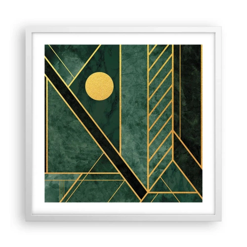 Poster în ramă albă - Dinamica aurului și a azurului - 50x50 cm