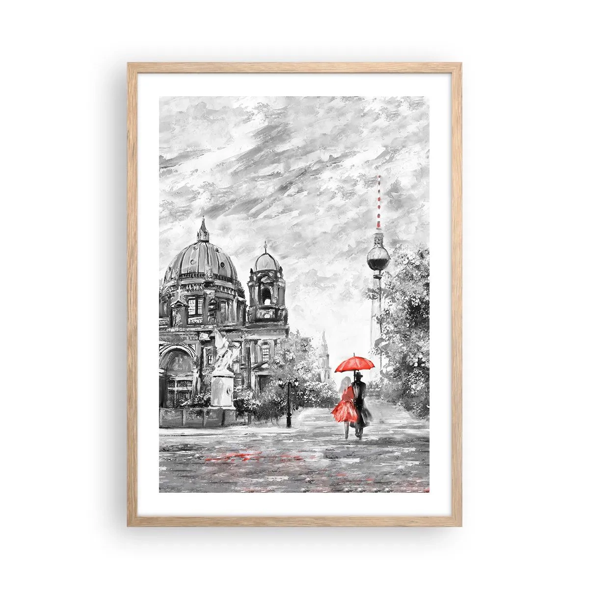 Poster în ramă de stejar deschis - Reuniune în Berlin - 50x70 cm