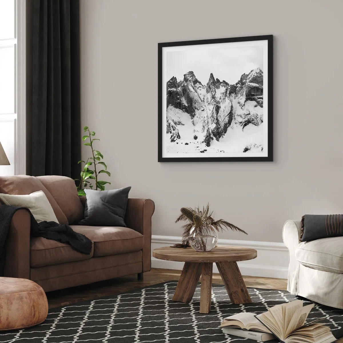 Poster în ramă neagră - Amenințarea crestei de granit - 50x50 cm