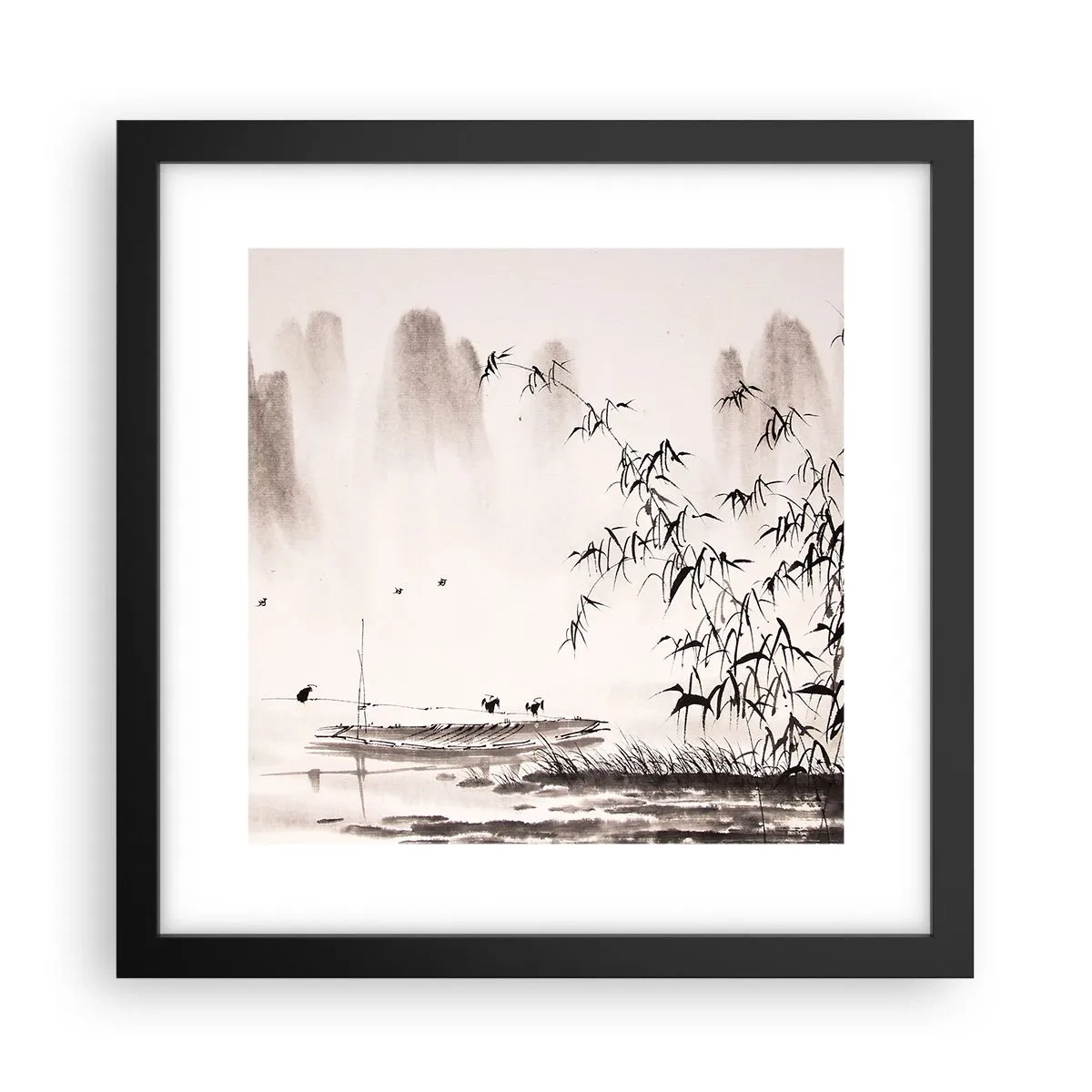 Poster în ramă neagră - Liniștea câmpurilor de orez - 30x30 cm
