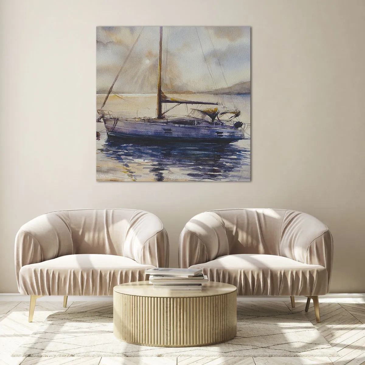 Tablou pe sticlă - O seară în golf - 30x30 cm