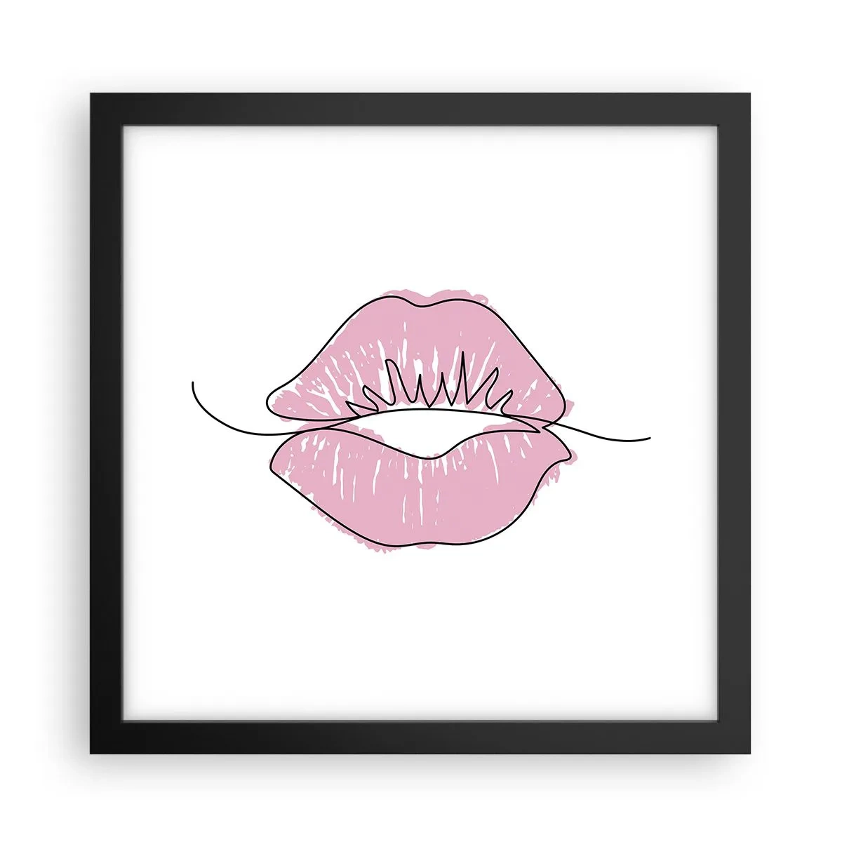 Poster în ramă neagră - Vrei un sărut? - 30x30 cm