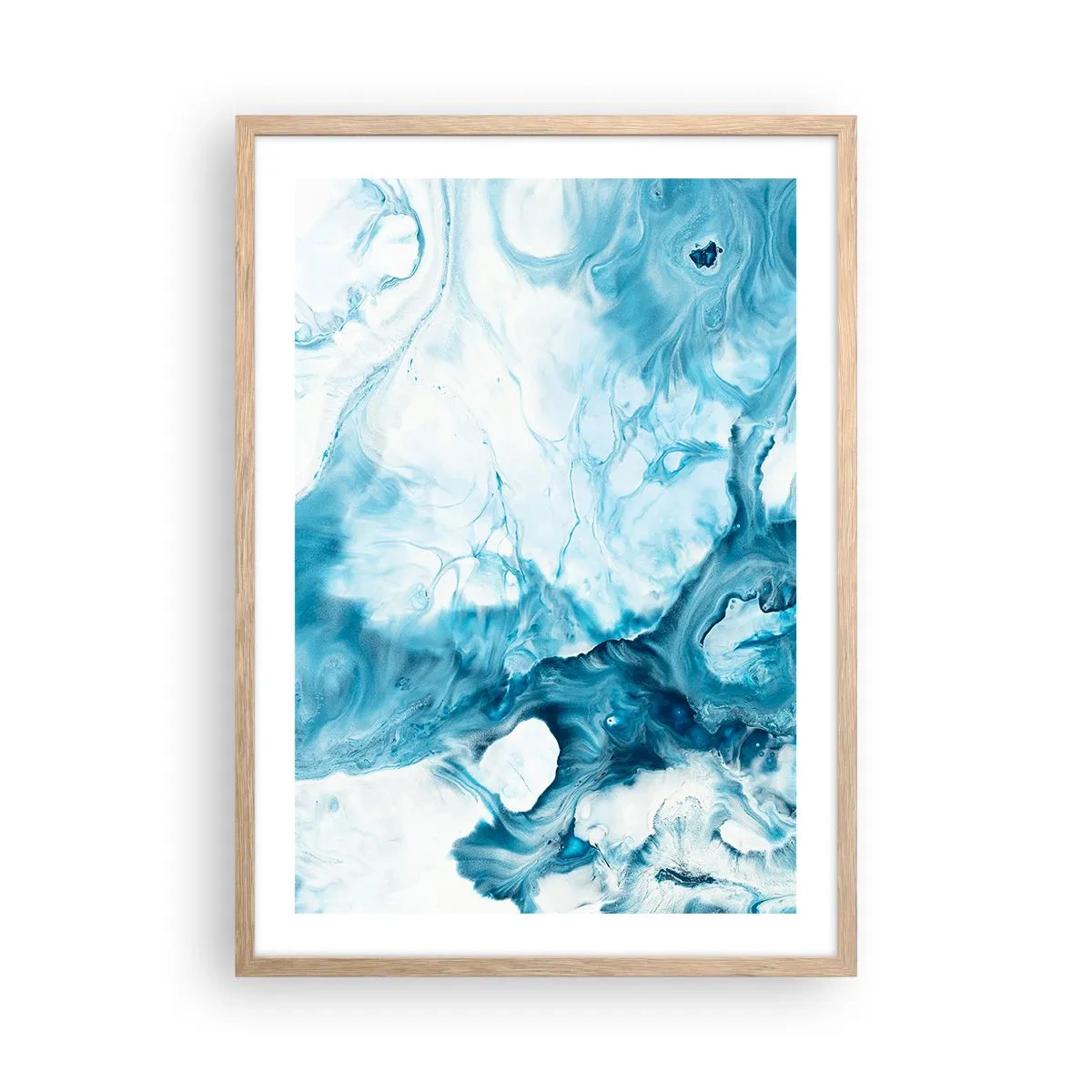 Poster în ramă de stejar deschis - Concert de nuanțe de albastru - 50x70 cm