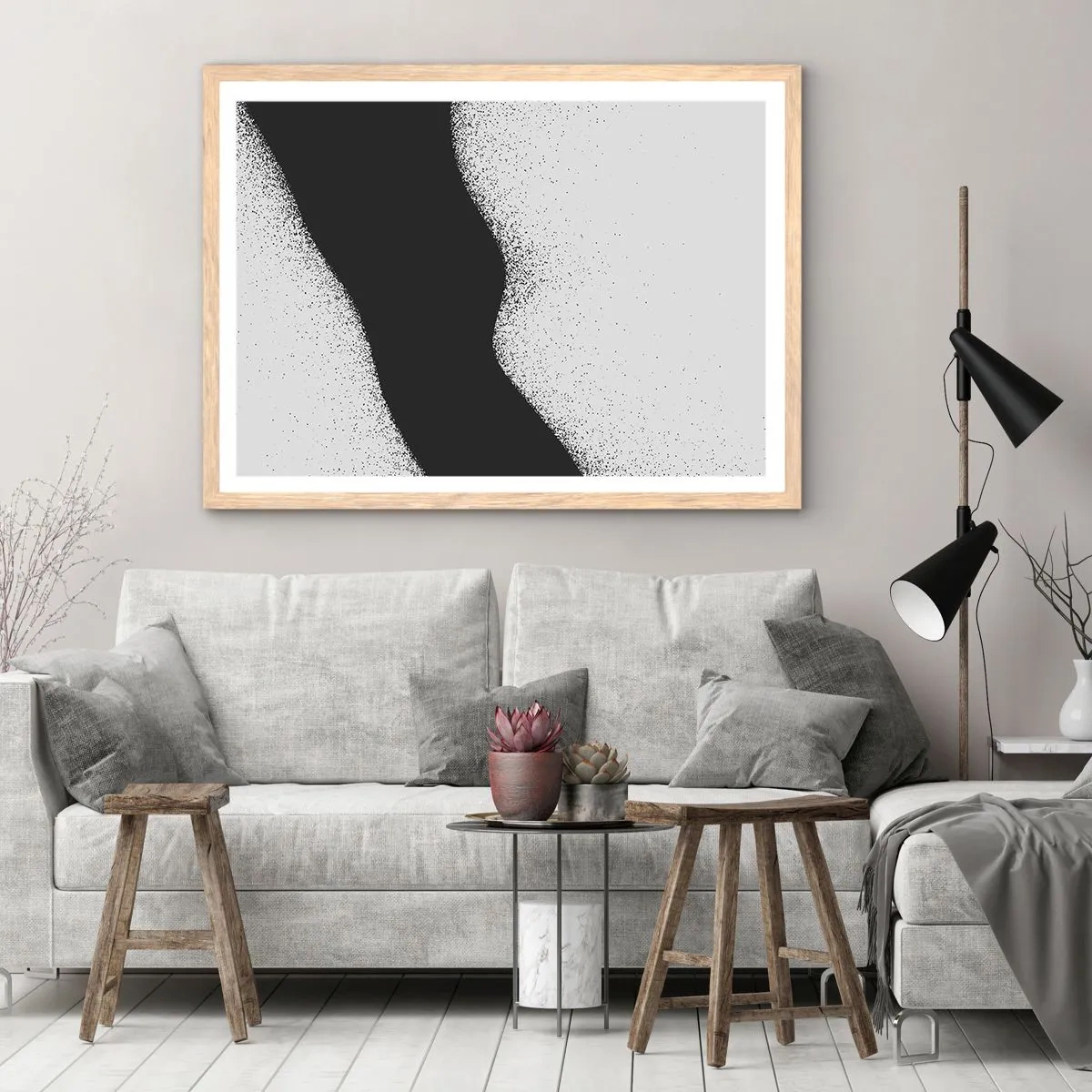 Poster în ramă de stejar deschis - Echilibru lichid - 50x40 cm