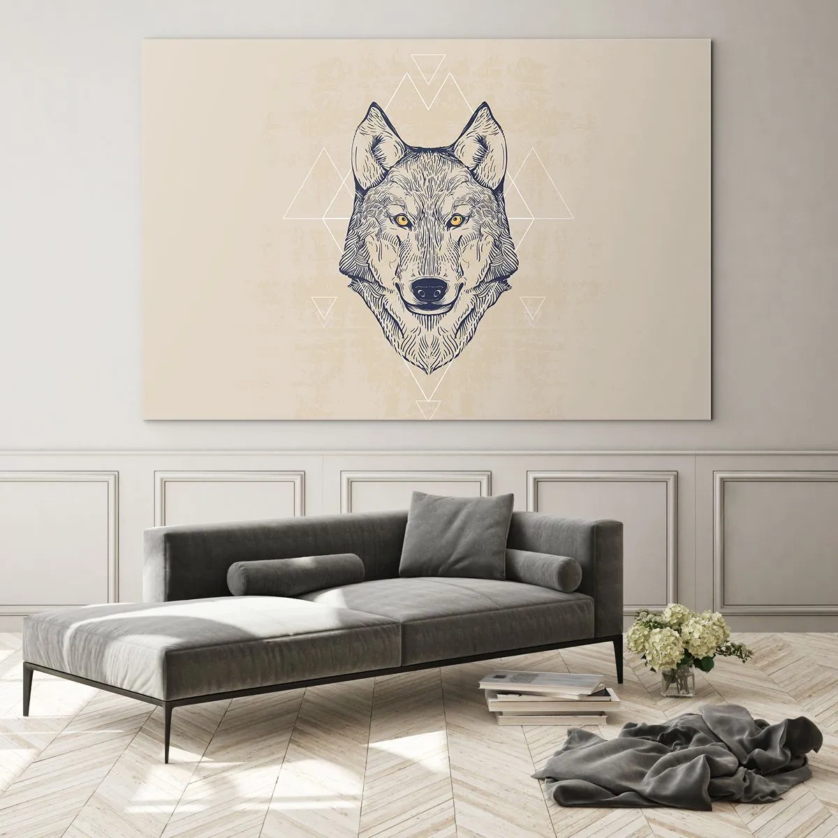 Tablou pe sticlă - Un alfa cu o privire pătrunzătoare - 120x80 cm