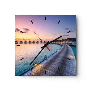 Ceas de perete - Ceas pe sticlă - Vacanță - înapoi la sursă - 40x40 cm