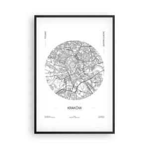 Poster în ramă neagră - Anatomia Cracoviei - 61x91 cm