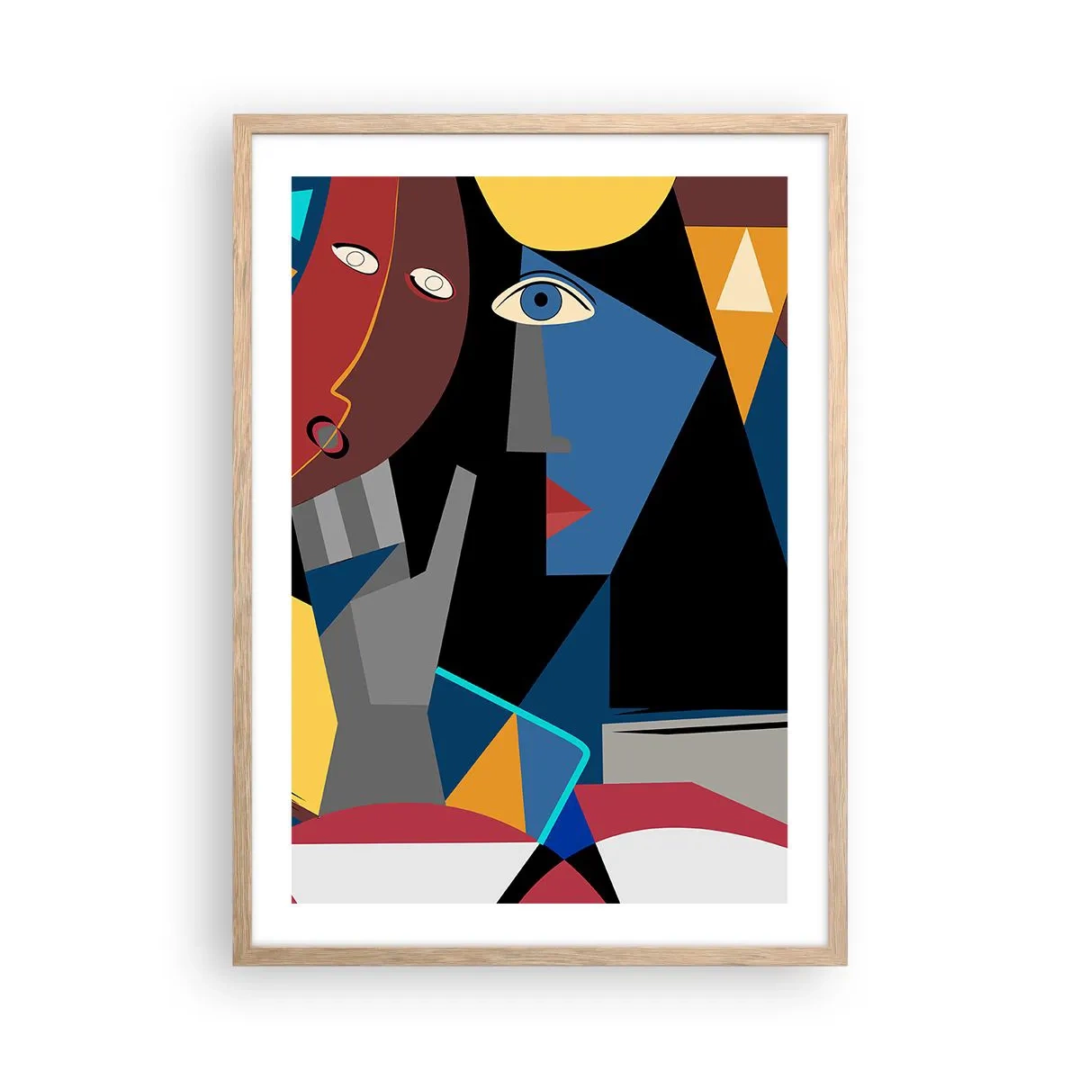 Poster în ramă de stejar deschis - Discuția cubiștilor - 50x70 cm
