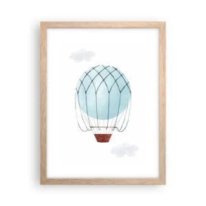 Poster în ramă de stejar deschis - Complet în nori - 30x40 cm
